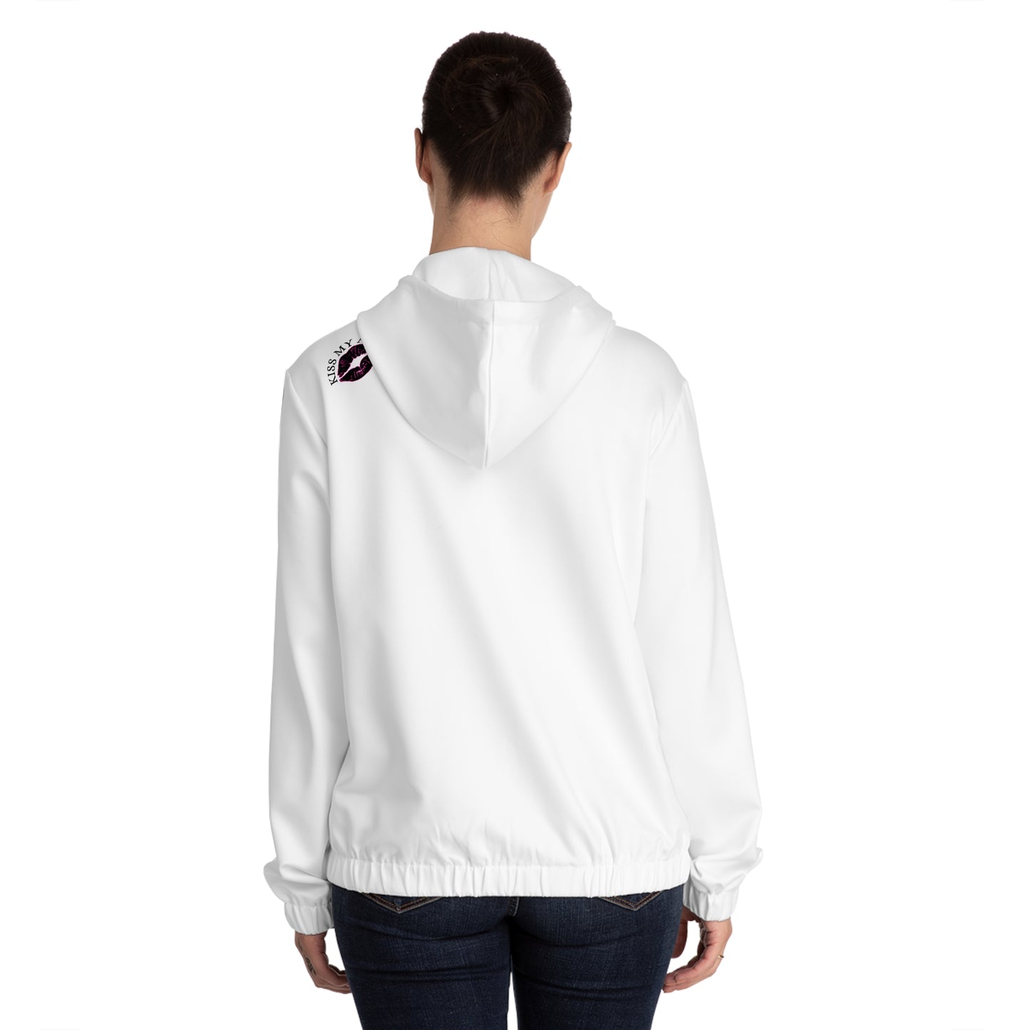 Kiss My Lips Hoodie, Women’s Full-Zip Hoodie, Casual Wear, Gift for Her, Stylish Layering, Trendy Sweatshirt