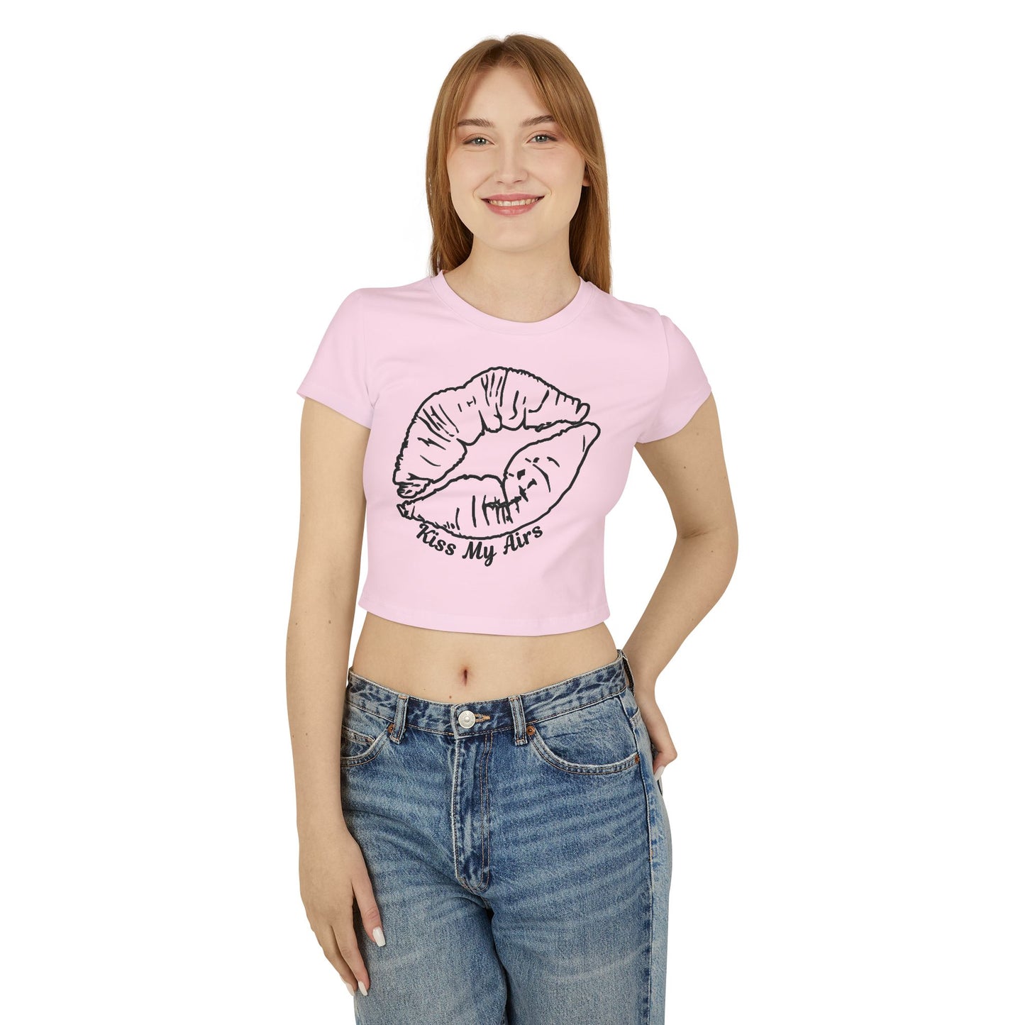 Kiss My Airs Women's Baby Tee – Trendy Crop Top, Casual Wear, Fashion Statement, Gift for Her, Summer Style