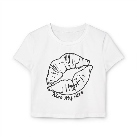 Kiss My Airs Women's Baby Tee – Trendy Crop Top, Casual Wear, Fashion Statement, Gift for Her, Summer Style
