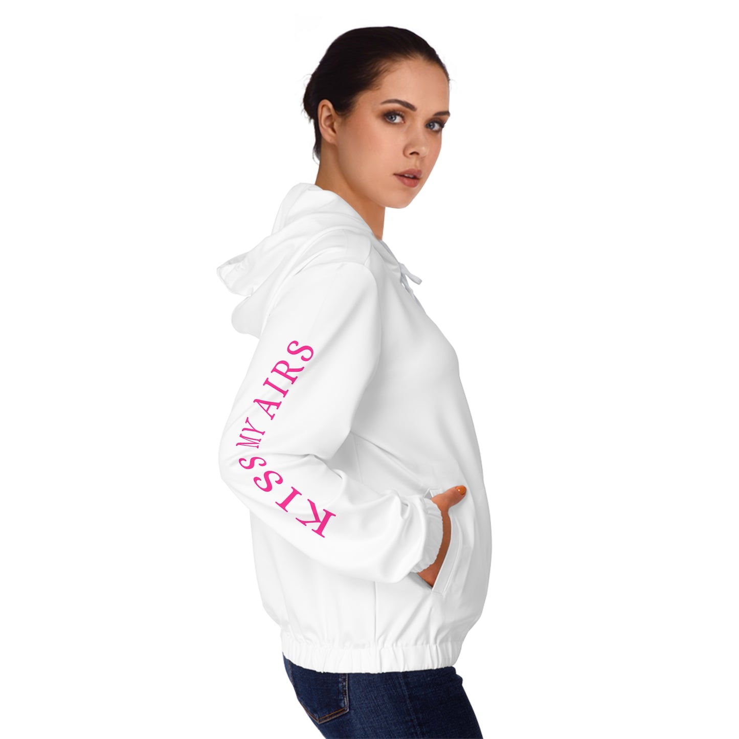 Kiss My Lips Hoodie, Women’s Full-Zip Hoodie, Casual Wear, Gift for Her, Stylish Layering, Trendy Sweatshirt