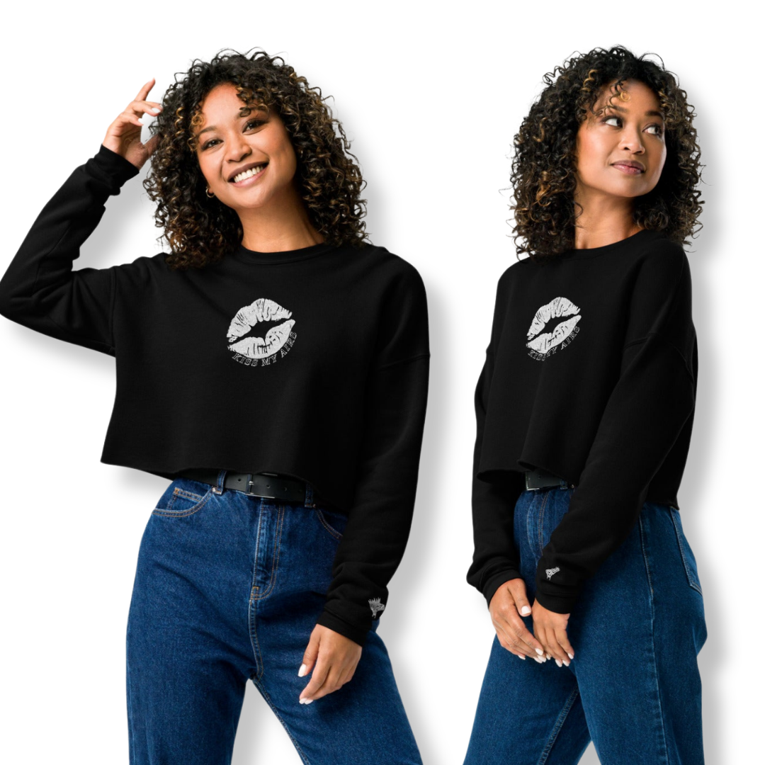 Women's Stitched in Style Kiss My Airs Crop Sweatshirt - Drippin Diamonds Designs