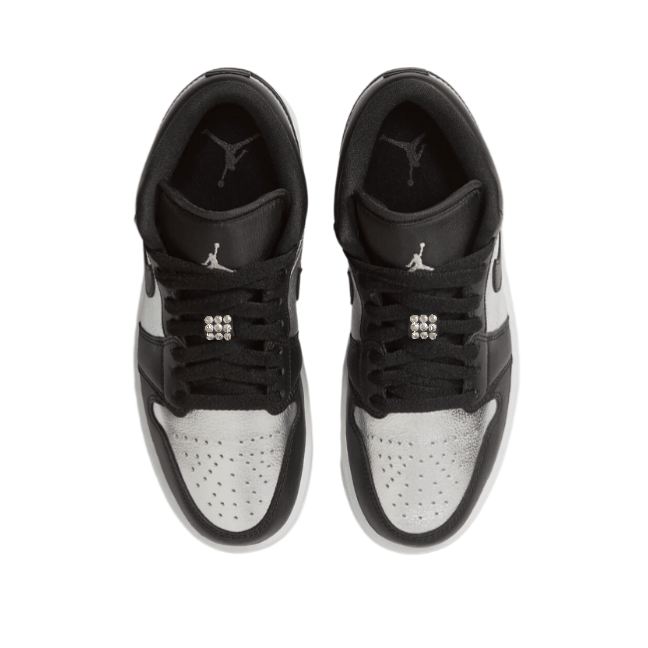 Women's Swarovski Air Jordan 1 Low SE 'Silver Toe’ - Drippin Diamonds Designs