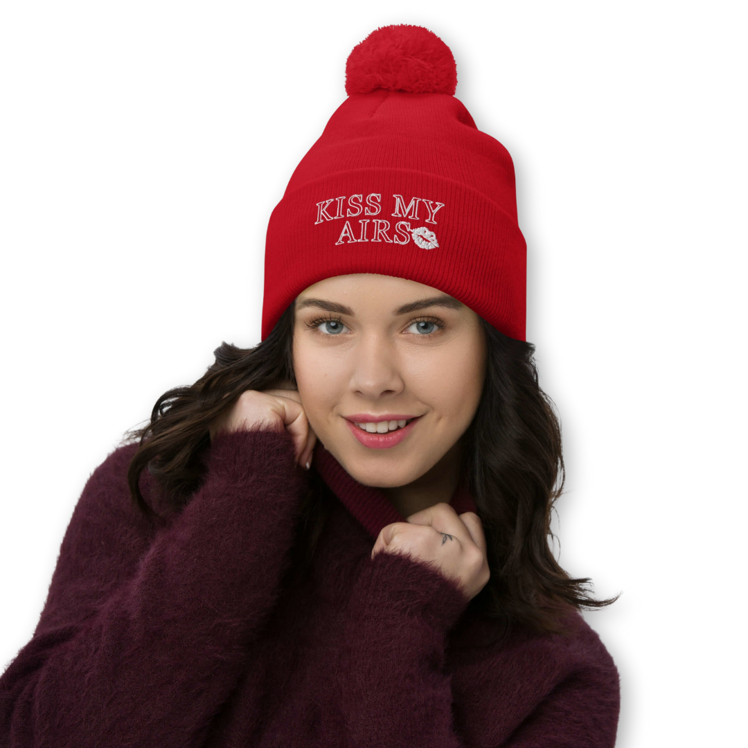 Kiss My Airs Pom-Pom Beanie - Drippin Diamonds Designs