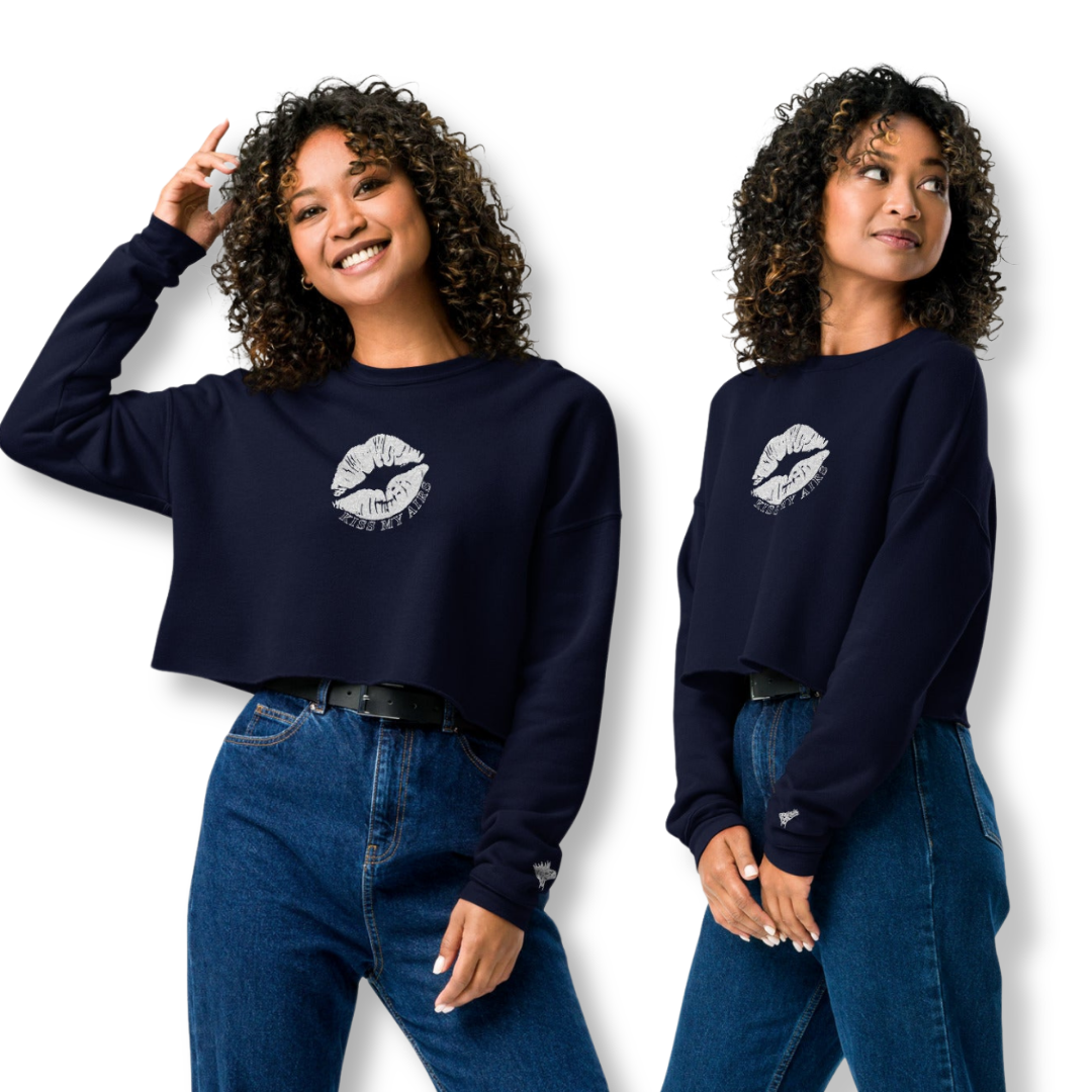 Women's Stitched in Style Kiss My Airs Crop Sweatshirt - Drippin Diamonds Designs