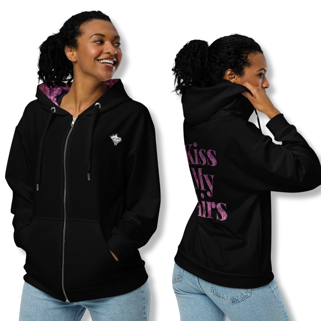 Women's Laced Up Fleece Lined Zip Hoodie - Drippin Diamonds Designs