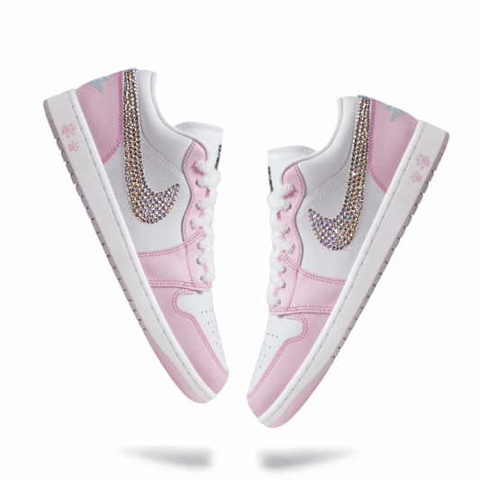 Women's Swarovski Air Jordan 1 Low SE 'Paw Print’ - Drippin Diamonds Designs
