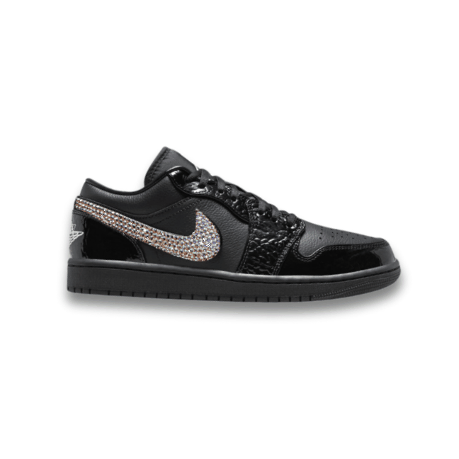 Women's Swarovski Air Jordan 1 Low SE 'Black Croc’ - Drippin Diamonds Designs