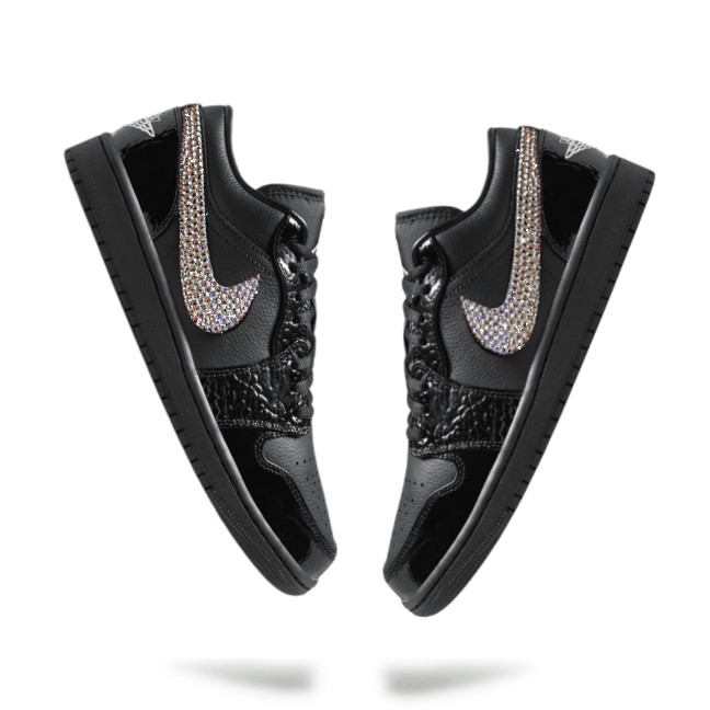 Women's Swarovski Air Jordan 1 Low SE 'Black Croc’ - Drippin Diamonds Designs