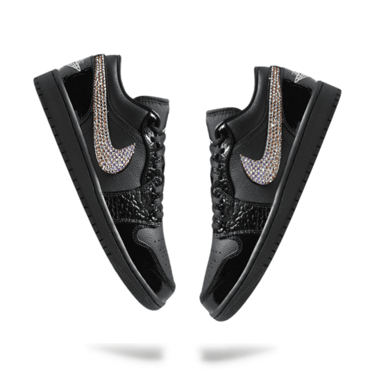 Women's Swarovski Air Jordan 1 Low SE 'Black Croc’ - Drippin Diamonds Designs
