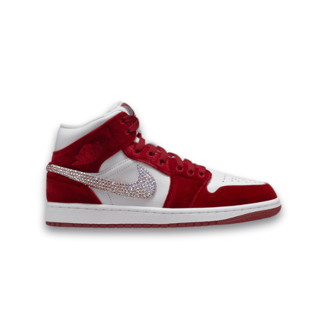 Women's Swarovski Air Jordan 1 Mid SE 'Red Velvet’ - Drippin Diamonds Designs