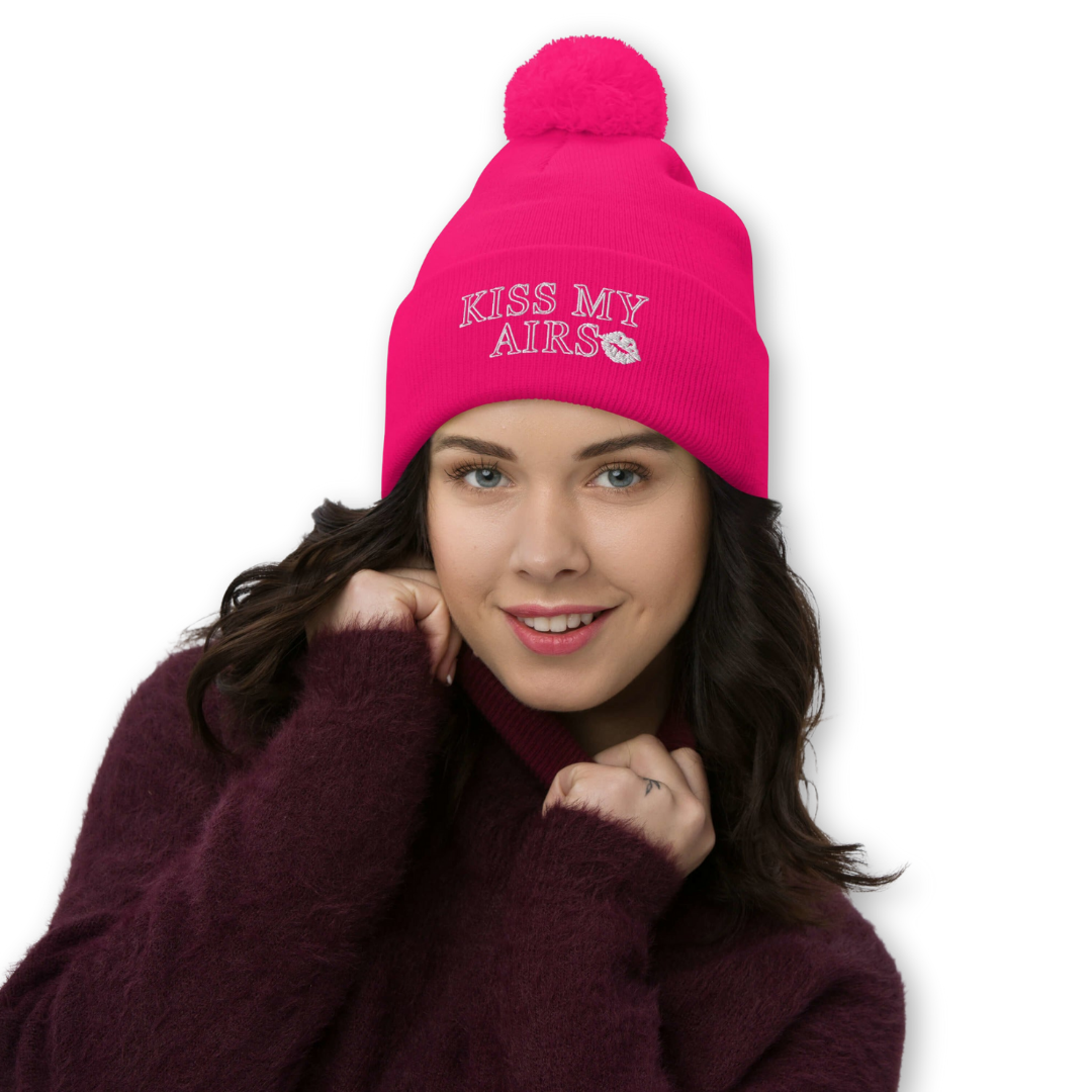 Kiss My Airs Pom-Pom Beanie - Drippin Diamonds Designs