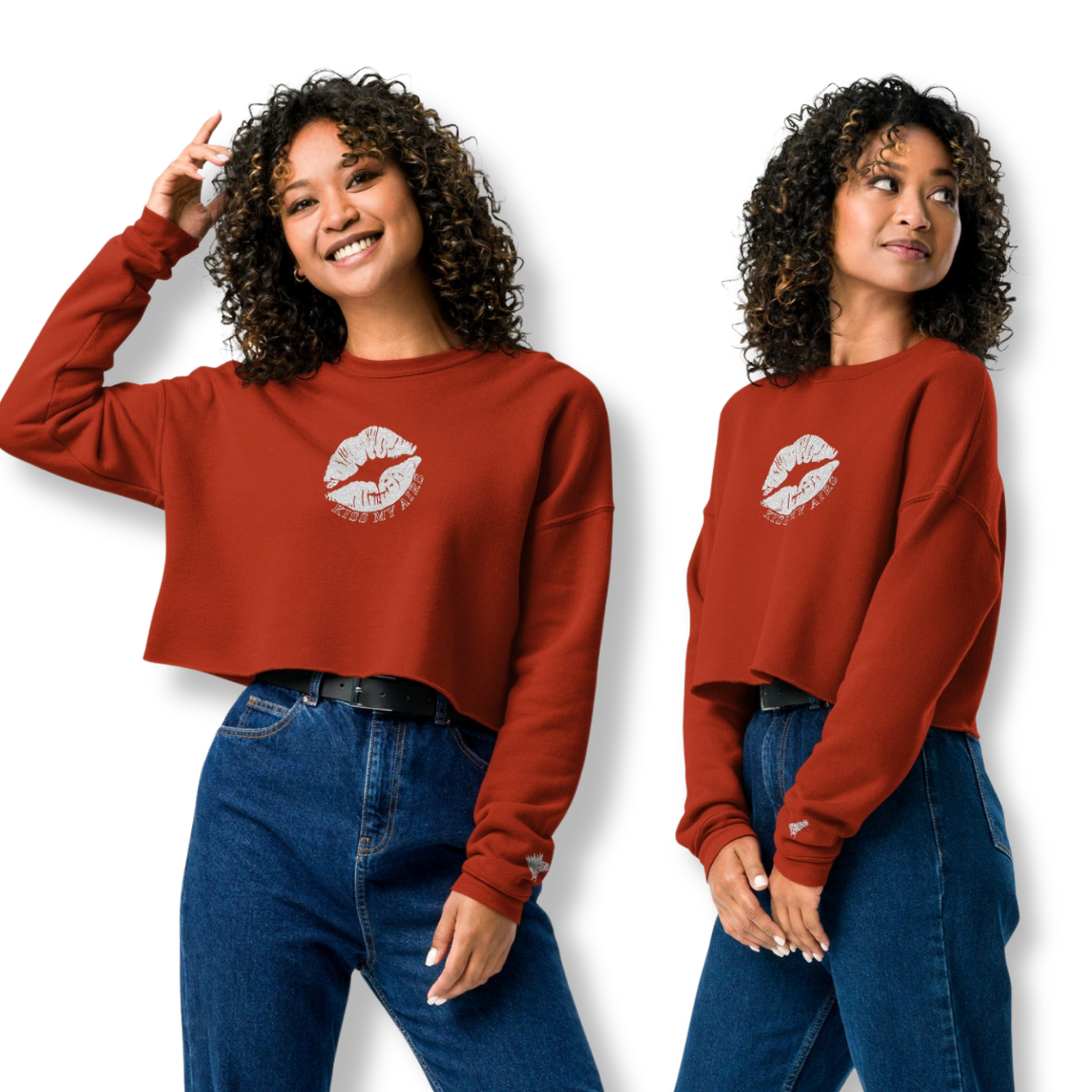Women's Stitched in Style Kiss My Airs Crop Sweatshirt - Drippin Diamonds Designs