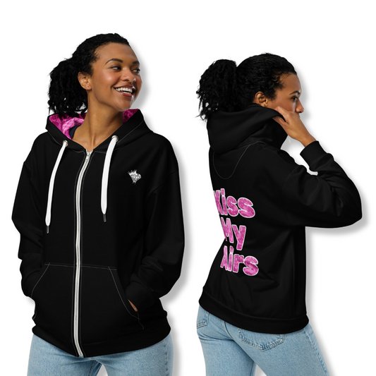 Women's Laced Up Fleece Lined Zip Hoodie - Drippin Diamonds Designs