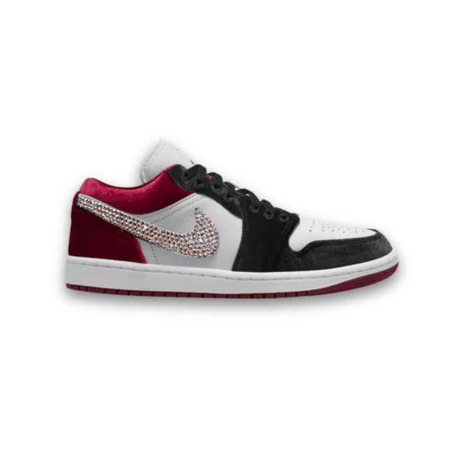 Women's Swarovski Air Jordan 1 Low SE 'Black Velvet Toe’ - Drippin Diamonds Designs