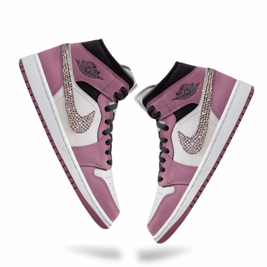 Women's Swarovski Air Jordan 1 Mid SE 'Berry Pink’ - Drippin Diamonds Designs