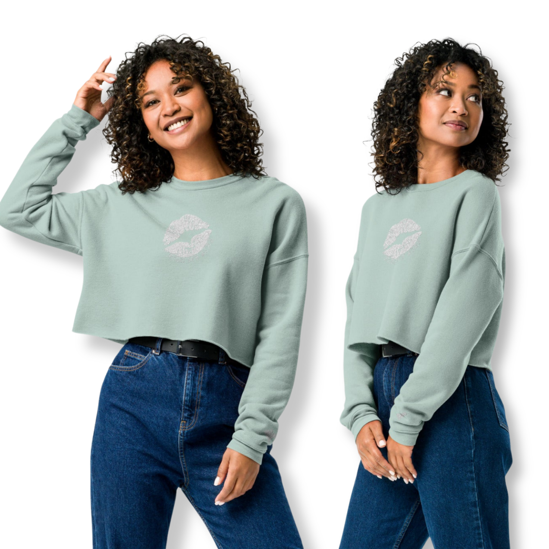 Women's Stitched in Style Kiss My Airs Crop Sweatshirt - Drippin Diamonds Designs