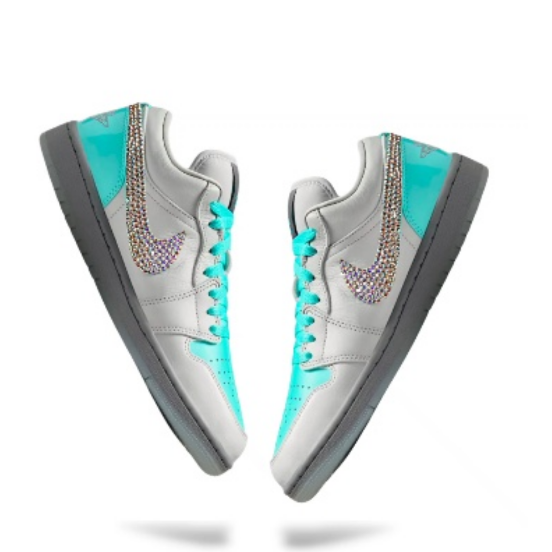 Women's Swarovski Air Jordan 1 Low SE 'Polariod’ - Drippin Diamonds Designs