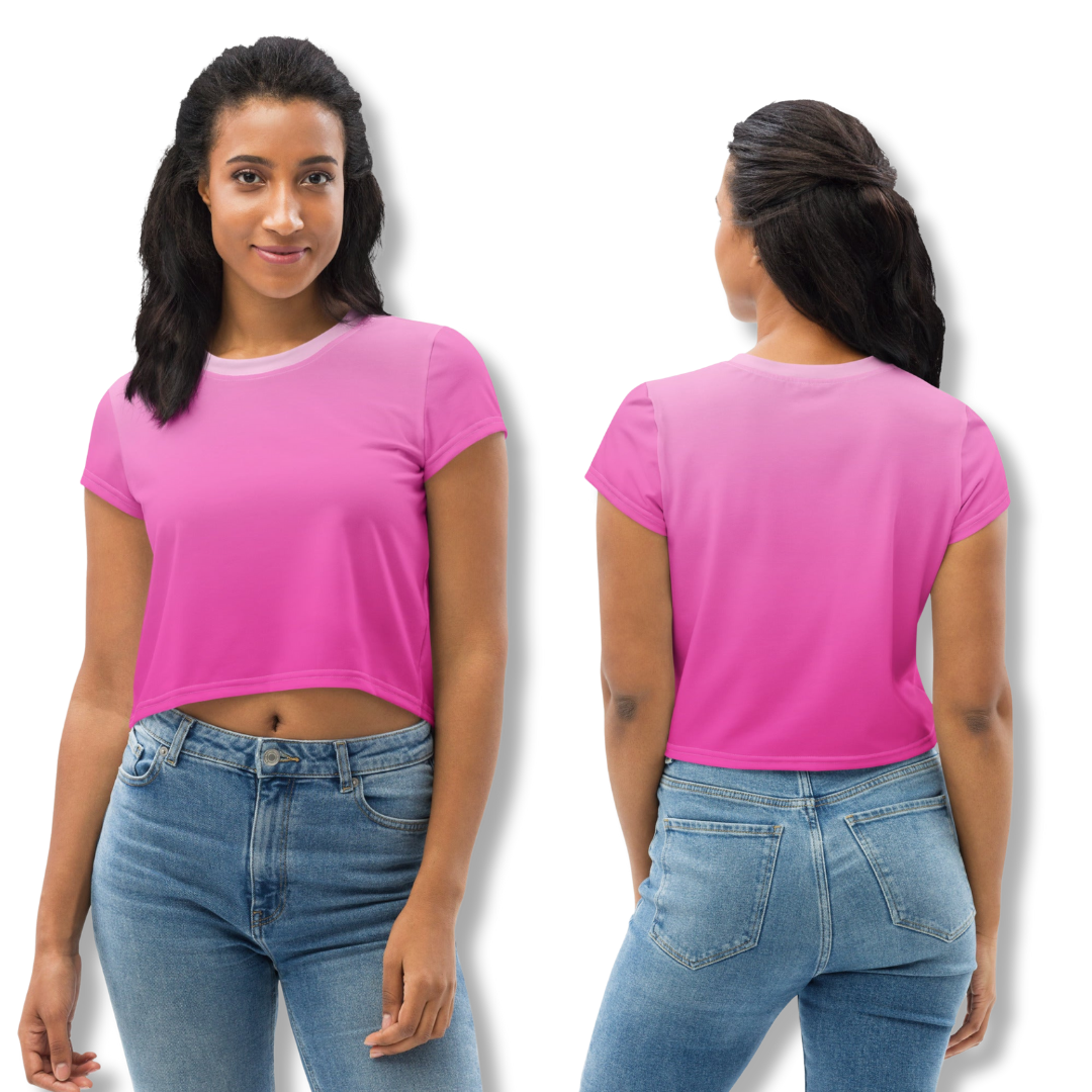 Women's Hyper Pink Gradient Crop Tee - Drippin Diamonds Designs