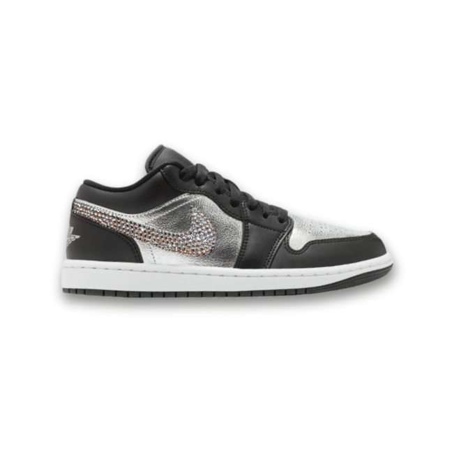 Women's Swarovski Air Jordan 1 Low SE 'Silver Toe’ - Drippin Diamonds Designs