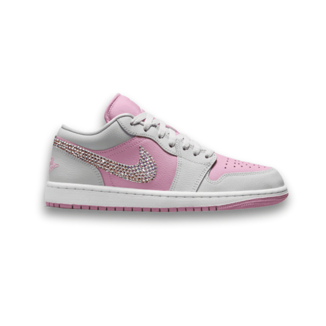 Women's Swarovski Air Jordan 1 Low 'Orchid Neutral Grey’ - Drippin Diamonds Designs