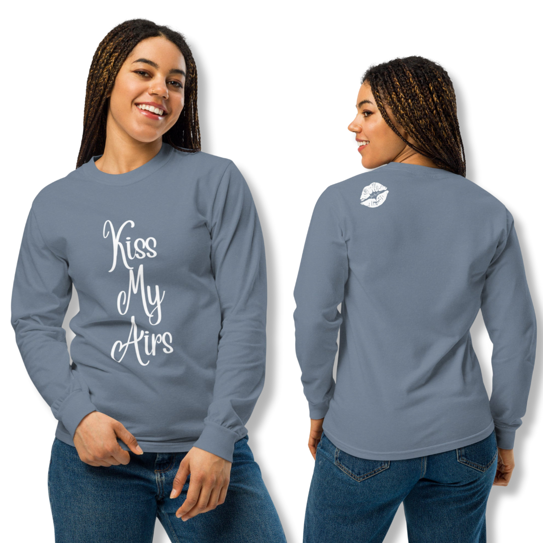 Women's Kiss My Airs Heavyweight Long-sleeve Shirt - Drippin Diamonds Designs