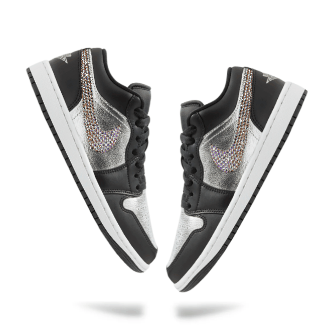 Women's Swarovski Air Jordan 1 Low SE 'Silver Toe’ - Drippin Diamonds Designs