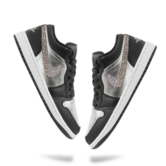 Women's Swarovski Air Jordan 1 Low SE 'Silver Toe’ - Drippin Diamonds Designs