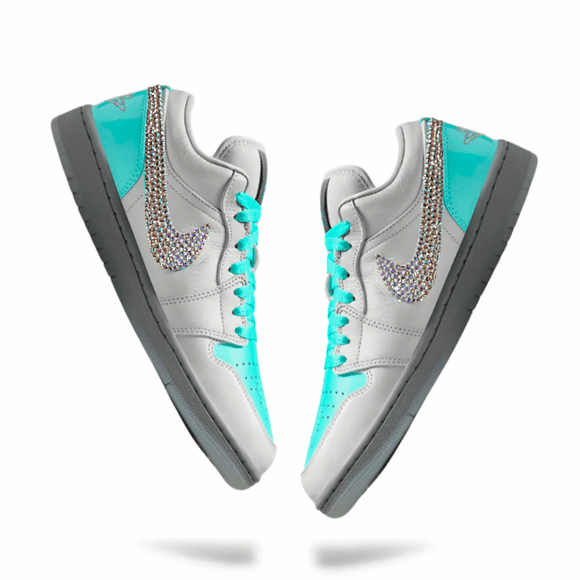 Women's Swarovski Air Jordan 1 Low SE 'Polariod’ - Drippin Diamonds Designs
