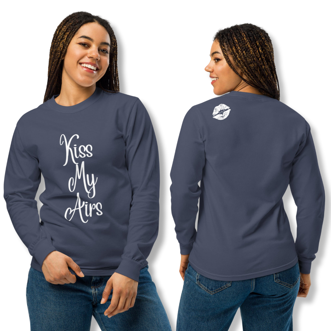 Women's Kiss My Airs Heavyweight Long-sleeve Shirt - Drippin Diamonds Designs