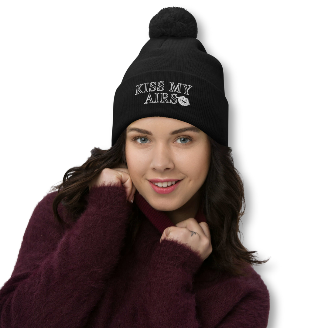 Kiss My Airs Pom-Pom Beanie - Drippin Diamonds Designs