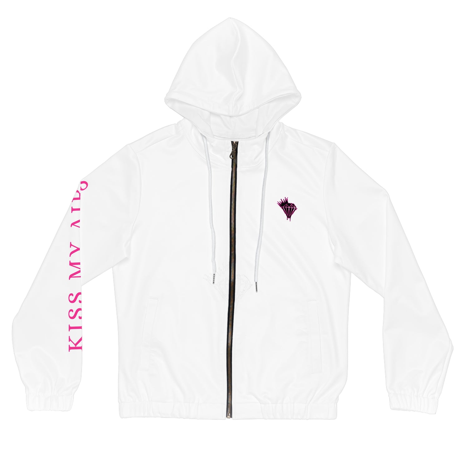 Kiss My Lips Hoodie, Women’s Full-Zip Hoodie, Casual Wear, Gift for Her, Stylish Layering, Trendy Sweatshirt - Drippin Diamonds Designs