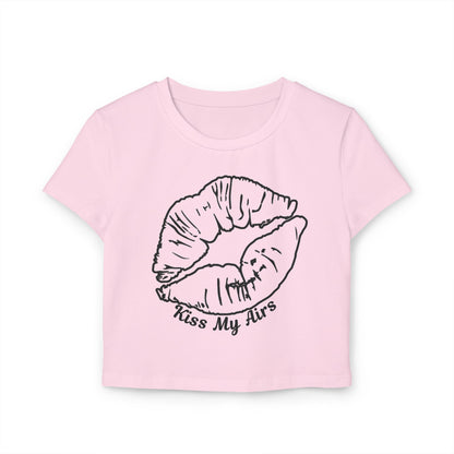 Kiss My Airs Women's Baby Tee – Trendy Crop Top, Casual Wear, Fashion Statement, Gift for Her, Summer Style