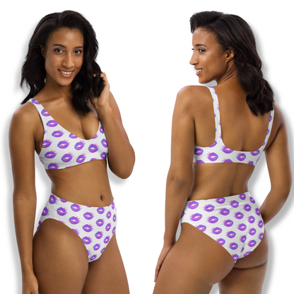 Sunset Ombre Lips Recycled High-Waisted Bikini