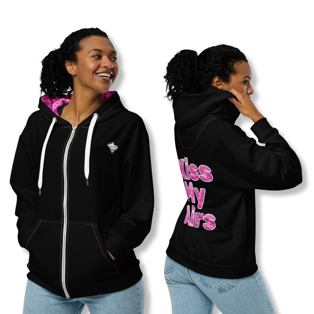 Women's Laced Up Fleece Lined Zip Hoodie