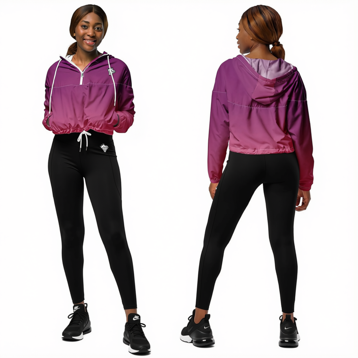 Women’s Berry Pink Ombre Cropped Windbreaker