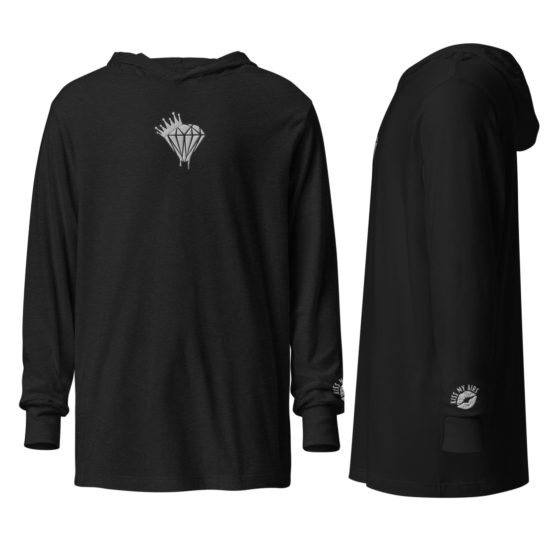 Drippin Diamond Embroidery Hooded Long-Sleeve Tee