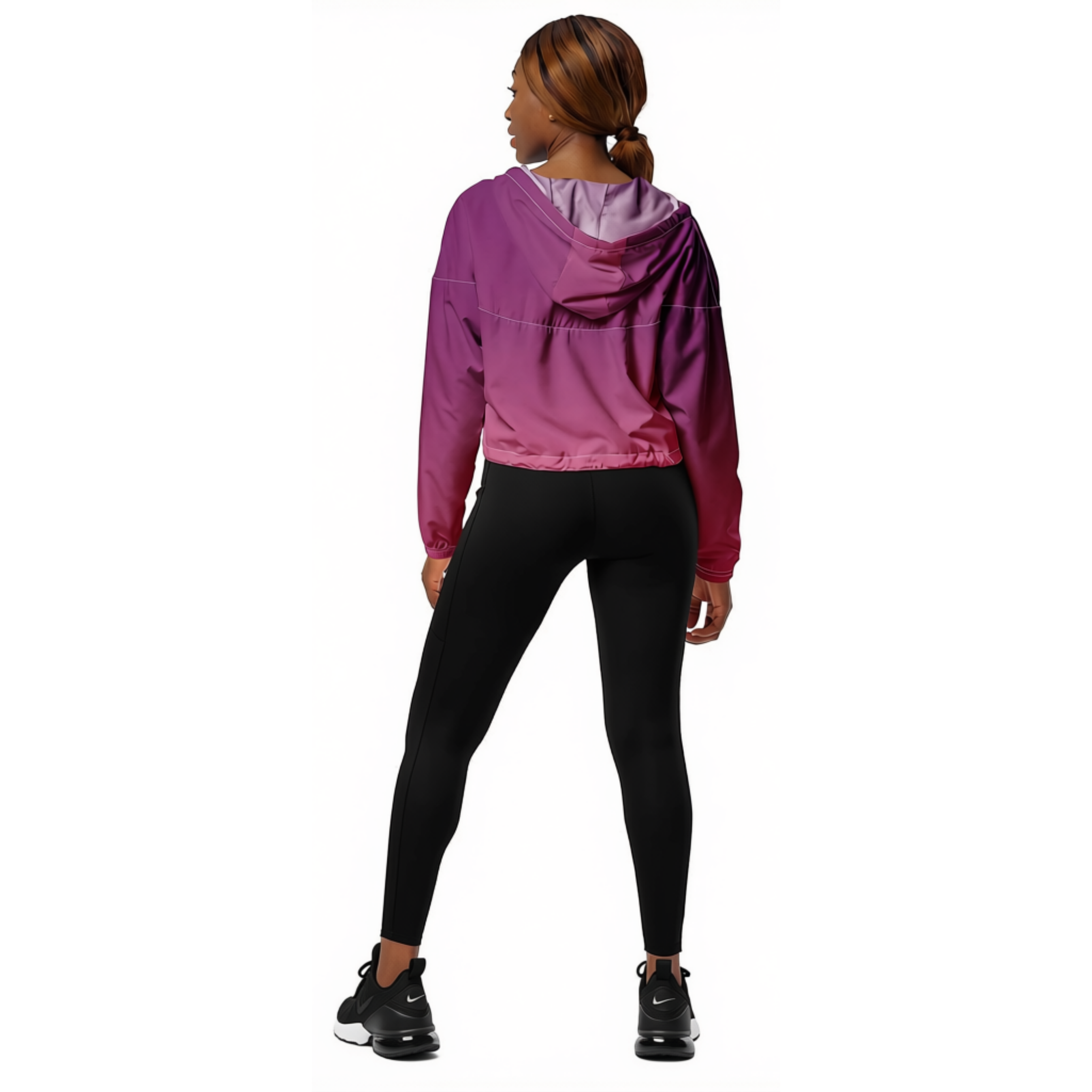 Women’s Berry Pink Ombre Cropped Windbreaker