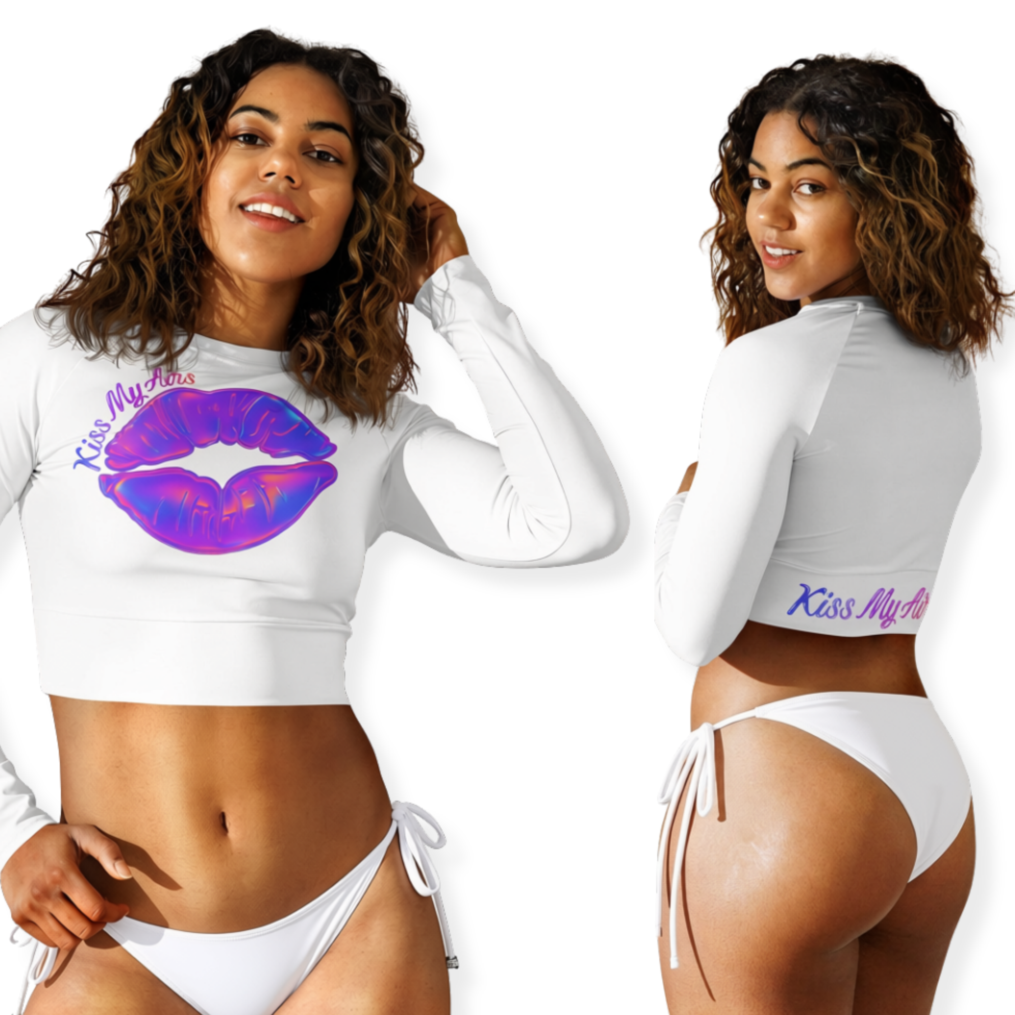 Kiss My Airs Long-Sleeve Crop Top