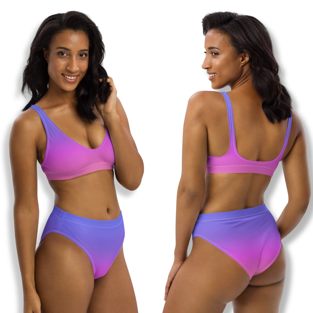Women's Sunset Ombre Recycled High-Waisted Bikini
