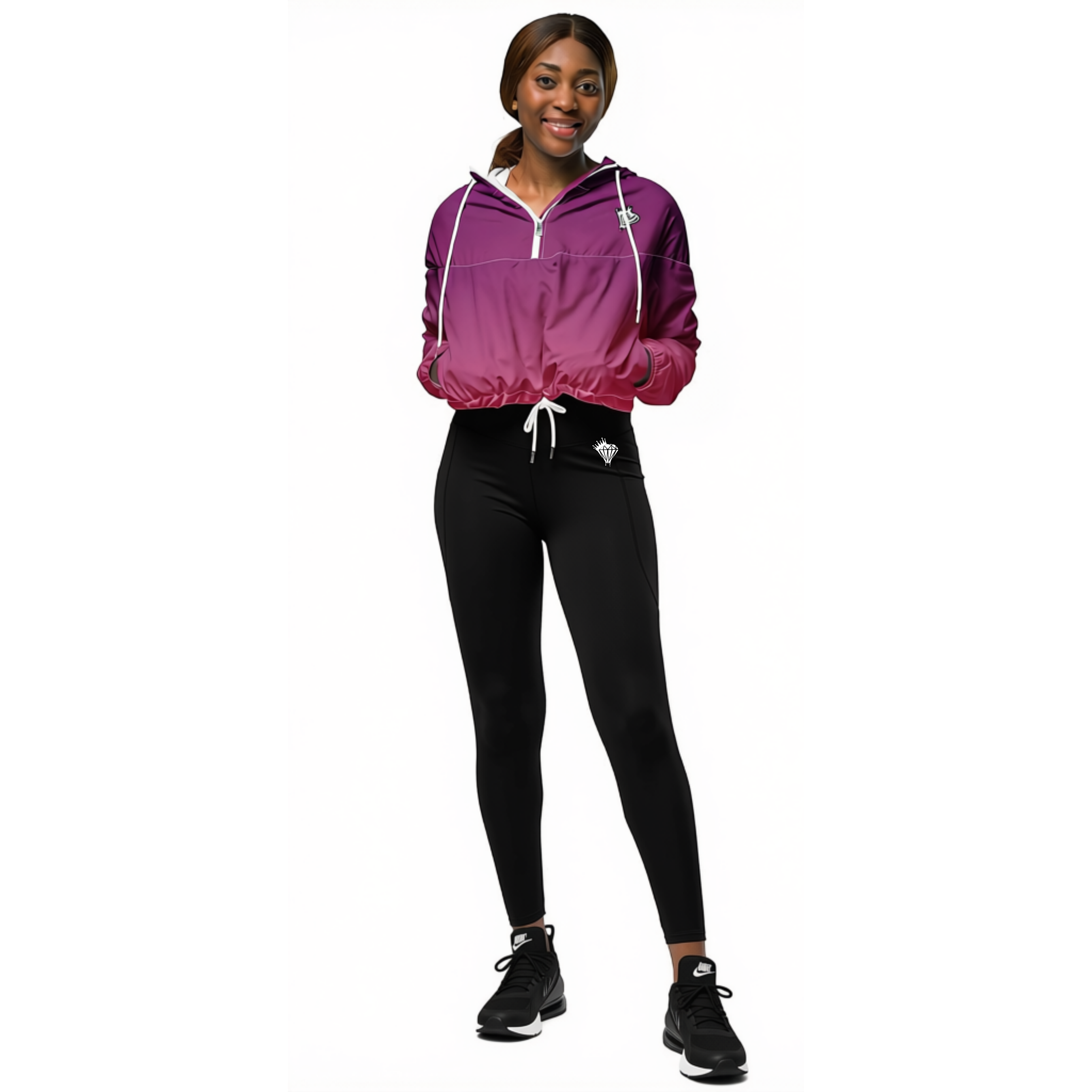 Women’s Berry Pink Ombre Cropped Windbreaker