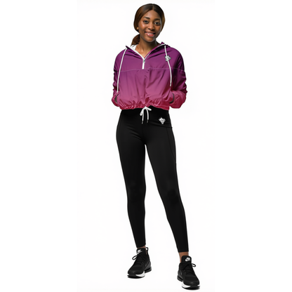Women’s Berry Pink Ombre Cropped Windbreaker