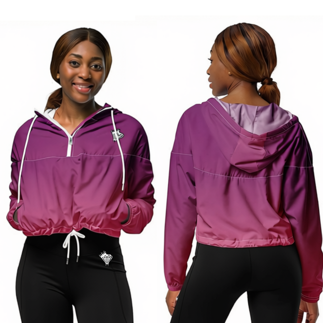 Women’s Berry Pink Ombre Cropped Windbreaker