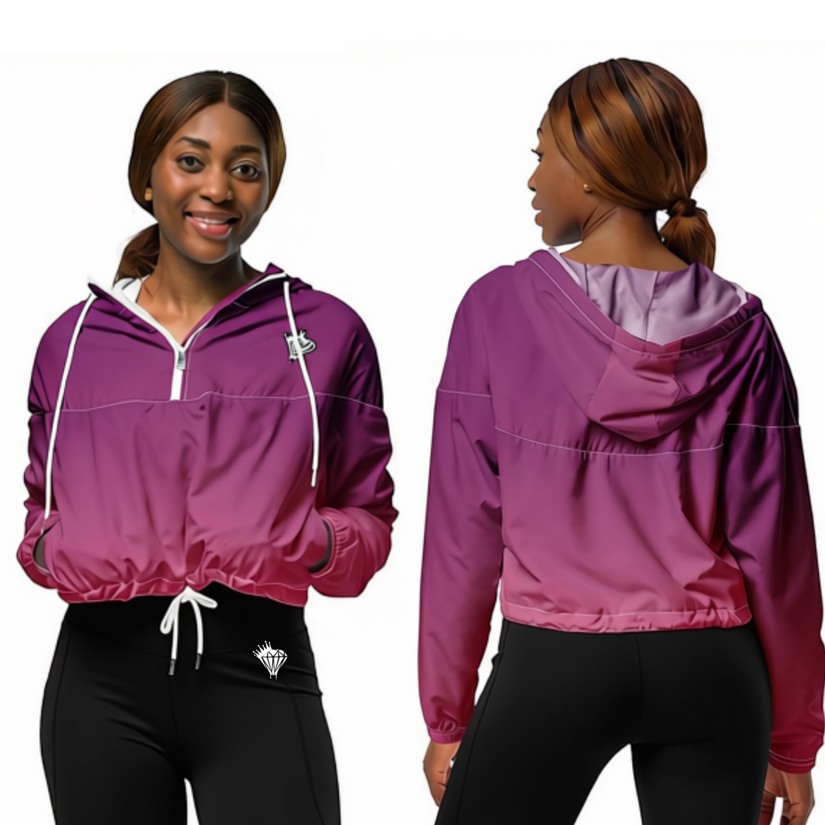 Women’s Berry Pink Ombre Cropped Windbreaker