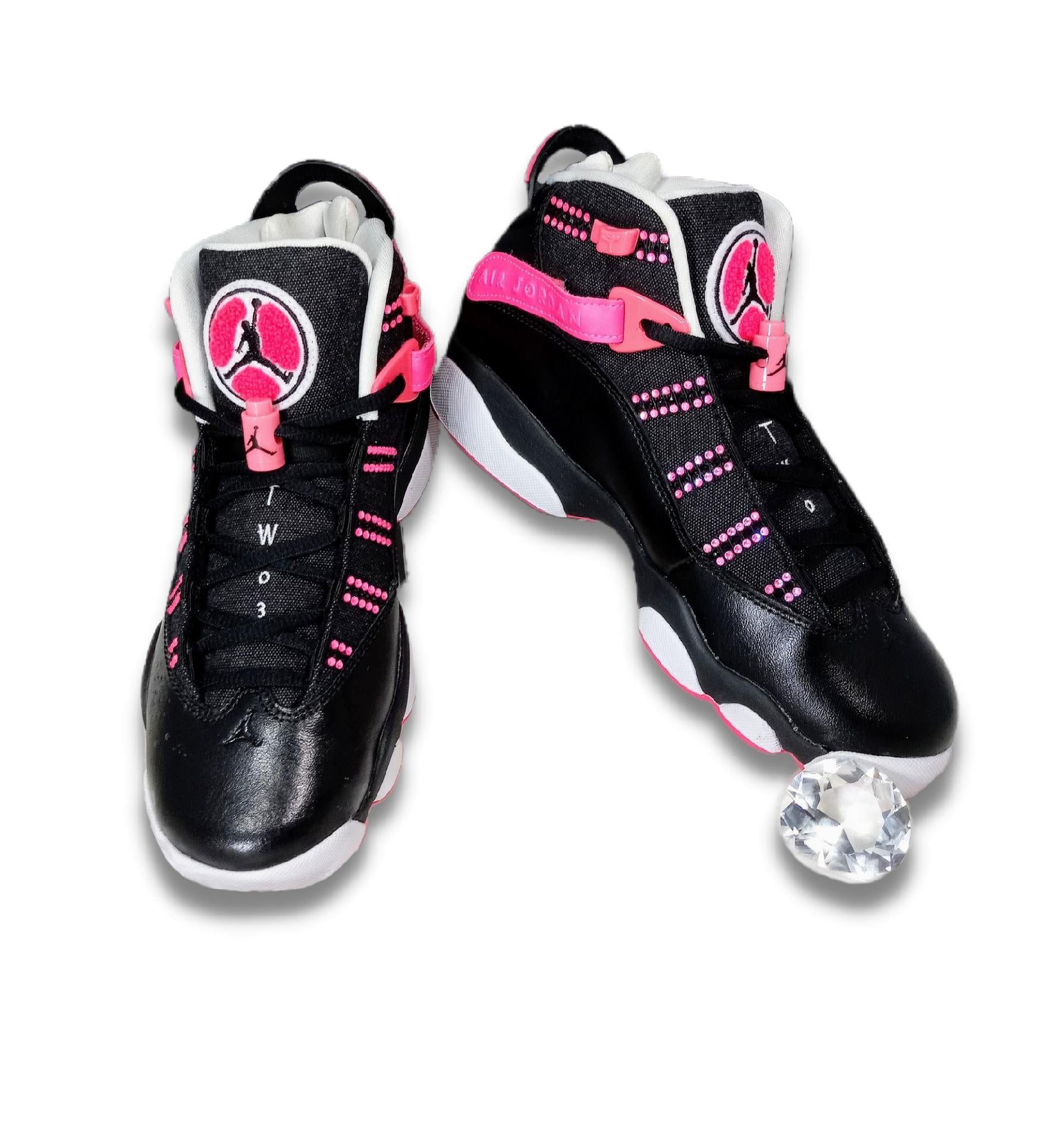 Air Jordan 6 Rings 'Black Hyper Pink' (GS) - Drippin Diamonds Designs