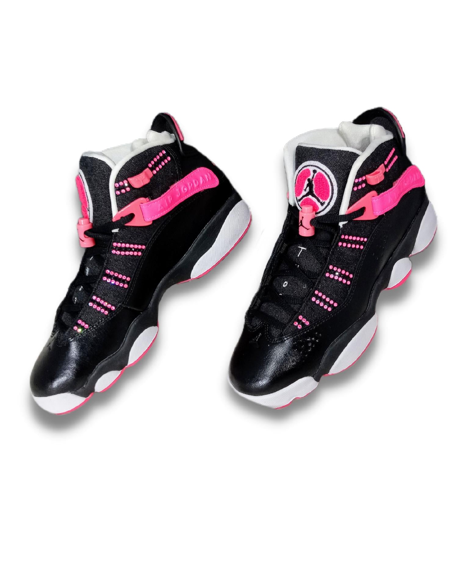 Air Jordan 6 Rings 'Black Hyper Pink' (GS) - Drippin Diamonds Designs