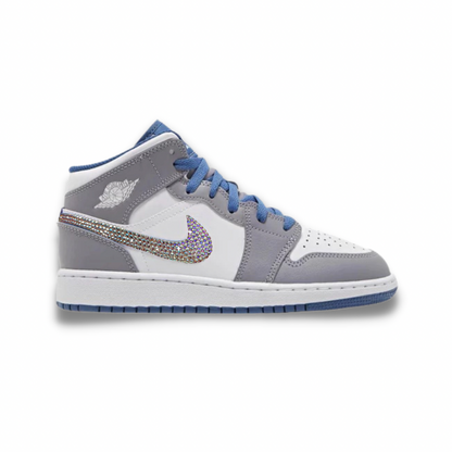 Air Jordan 1 Mid 'Cement True Blue' (GS) - Drippin Diamonds Designs