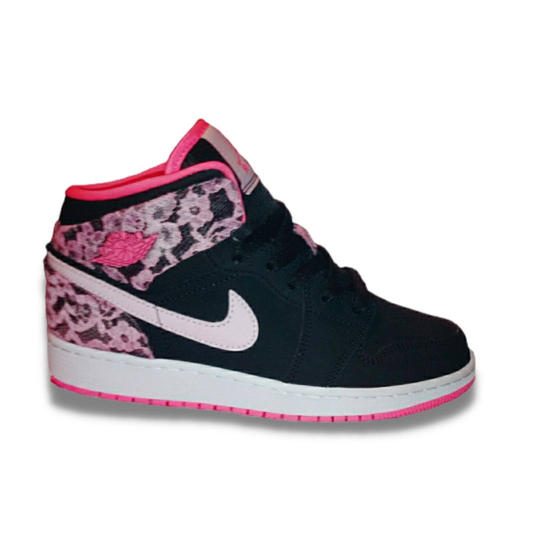 Air Jordan 1 Mid 'Black Digital Pink' (GS) - Drippin Diamonds Designs