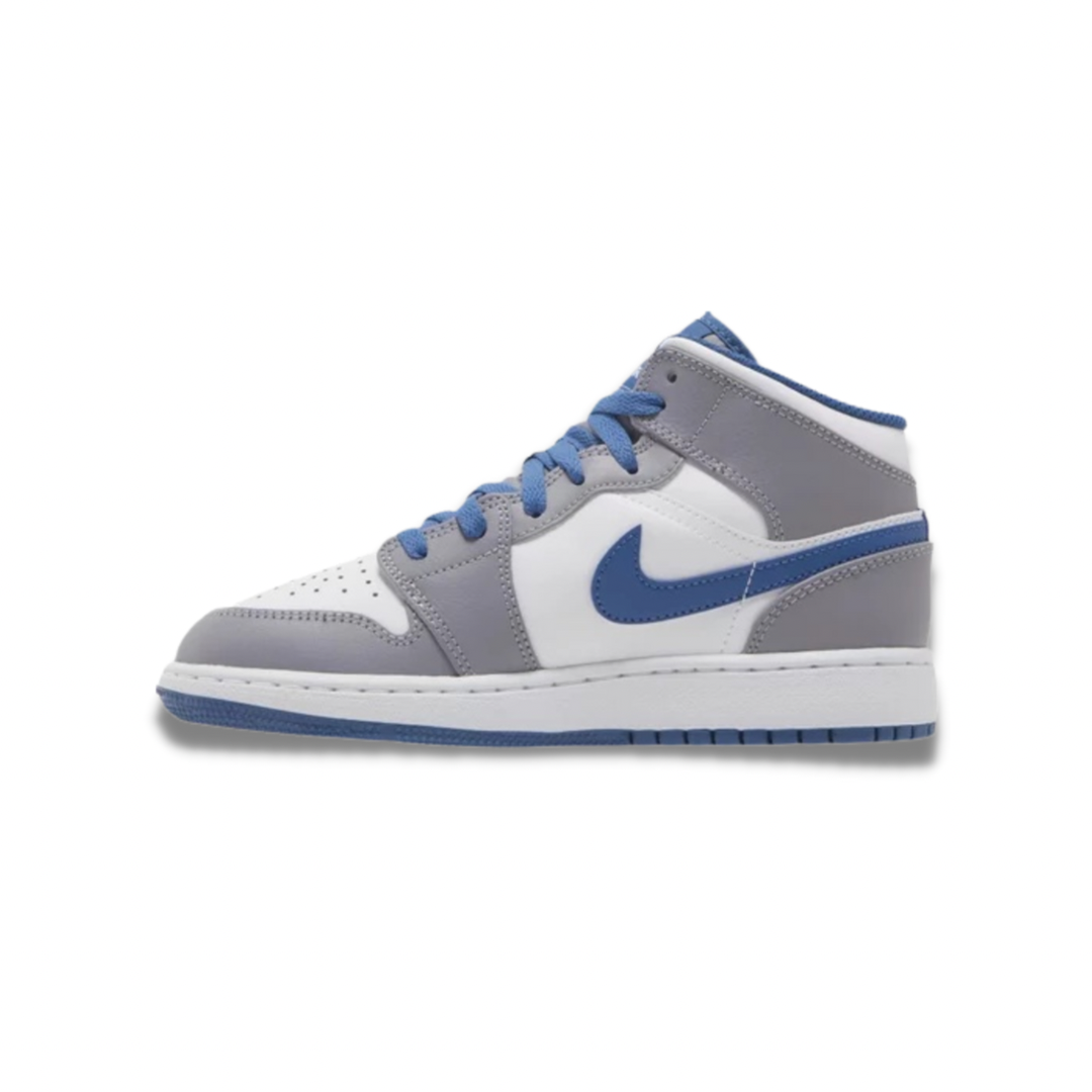 Air Jordan 1 Mid 'Cement True Blue' (GS) - Drippin Diamonds Designs