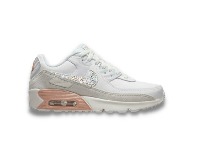 Nike Air Max 90 LTR 'White Metallic Red Bronze' (GS) - Drippin Diamonds Designs