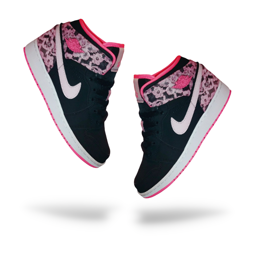 Air Jordan 1 Mid 'Black Digital Pink' (GS) - Drippin Diamonds Designs